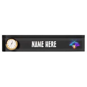 Porte-nom Pour Bureau Neon Firefly sur noir