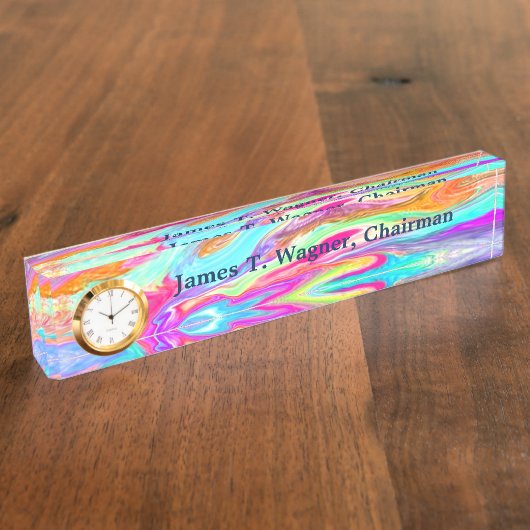 Porte-nom Pour Bureau Néon liquide de couleur (Taille)