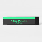 Porte-nom Pour Bureau Neon vert rayures noir (Devant)