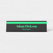 Porte-nom Pour Bureau Neon vert rayures noir (Devant)