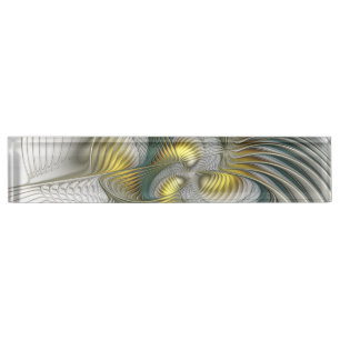 Porte-nom Pour Bureau Nobly Golden Turquoise Imaginaire Fractal Art