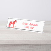 Porte-nom Pour Bureau Noël scandinave Cheval Rocse Custom (Devant)