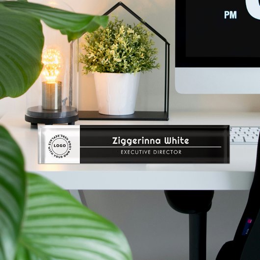 Porte-nom Pour Bureau Noir, Blanc