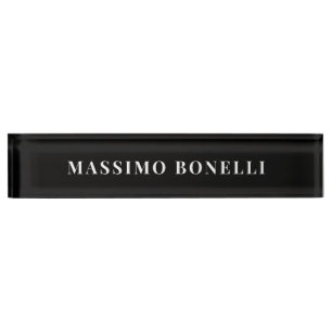Porte-nom Pour Bureau Noir & Blanc Minimaliste Simple Moderne