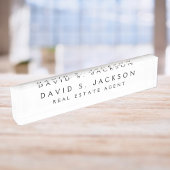 Porte-nom Pour Bureau Noir Blanc Moderne Élégant Classe Professionnelle