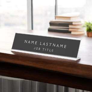 Porte-nom Pour Bureau Noir Blanc Moderne Élégant Classe Professionnelle