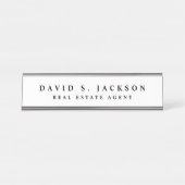 Porte-nom Pour Bureau Noir Blanc Moderne Élégant Classe Professionnelle (Devant)