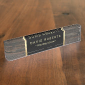 Porte-nom Pour Bureau Noir de mandataire d'avocat et texture classiques (Taille)