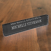 Porte-nom Pour Bureau Noir Élégant Design Moderne Plaque (Taille)