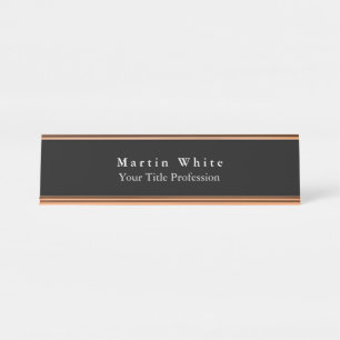Porte-nom Pour Bureau Noir élégant Noir Blanc Professionnel moderne