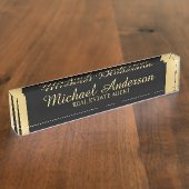 Porte-nom Pour Bureau Noir élégant professionnel et or (Taille)