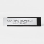 Porte-nom Pour Bureau Noir et argent professionnel (Devant)