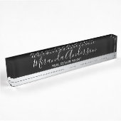 Porte-nom Pour Bureau Noir et argent professionnel avec nom de script