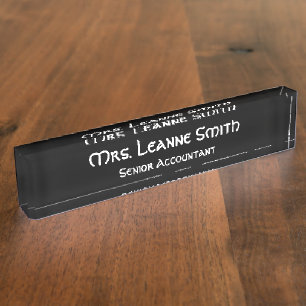 Porte-nom Pour Bureau Noir et Blanc