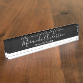 Porte-nom Pour Bureau Noir et blanc professionnel avec nom de script Des (Taille)