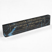 Porte-nom Pour Bureau Noir et bleu Marble Designer