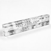 Porte-nom Pour Bureau Noir et Marbre blanc