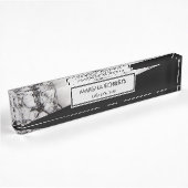 Porte-nom Pour Bureau Noir Et Marbre blanc Et Triangle