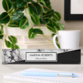 Porte-nom Pour Bureau Noir Et Marbre blanc Et Triangle