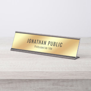 Porte-nom Pour Bureau Noir Et Or Moderne Élégant Modèle De Luxe