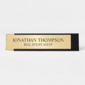 Porte-nom Pour Bureau Noir et or professionnel (Devant)