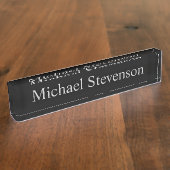 Porte-nom Pour Bureau Noir Gris Élégant Modèle d'entreprise moderne (Taille)