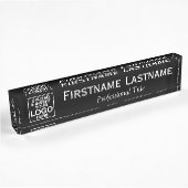 Porte-nom Pour Bureau Noir - Logo, Nom et Titre Professionnel
