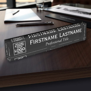 Porte-nom Pour Bureau Noir - Logo, nom et titre professionnel