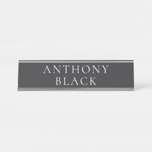 Porte-nom Pour Bureau Noir mat Minimaliste Élégant Classique