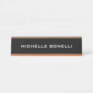 Porte-nom Pour Bureau Noir minimaliste Plain moderne