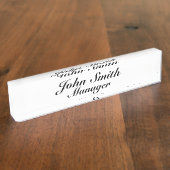 Porte-nom Pour Bureau Noir personnalisable (Taille)