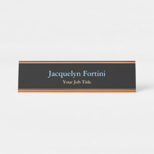 Porte-nom Pour Bureau Noir Plain élégant minimaliste moderne