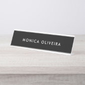 Porte-nom Pour Bureau Noir professionnel simple (Devant)