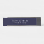 Porte-nom Pour Bureau Noir Rocher Bleu profond Classique Unique Minimali (Devant)