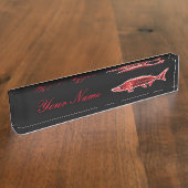 Porte-nom Pour Bureau noir rouge d'esturgeon (Taille)