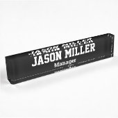 Porte-nom Pour Bureau Noir simple avec lettres blanches