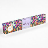 Porte-nom Pour Bureau Nom Ava Violet Avec Tulipes,