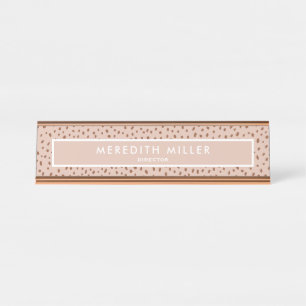 Porte-nom Pour Bureau Nom Beige tendance avec Terracotta Boho Brown