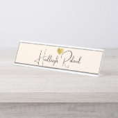 Porte-nom Pour Bureau Nom Calligraphie Monogramme Cœur (Devant)