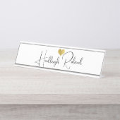 Porte-nom Pour Bureau Nom Calligraphie Monogramme Cœur (Devant)