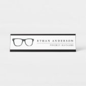 Porte-nom Pour Bureau Nom customisé drôle sérieux des lunettes | (Devant)