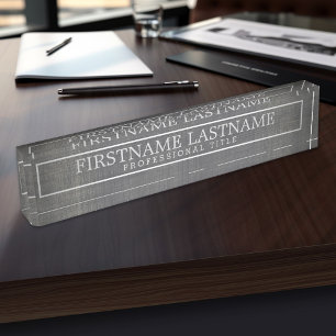 Porte-nom Pour Bureau Nom de base de toile gris de frontière et titre