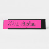 Porte-nom Pour Bureau Nom de calligraphie bouclée rose chaud et noir (Devant)