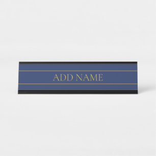 Porte-nom Pour Bureau Nom de famille ou nom commercial Marine Blue & Gol