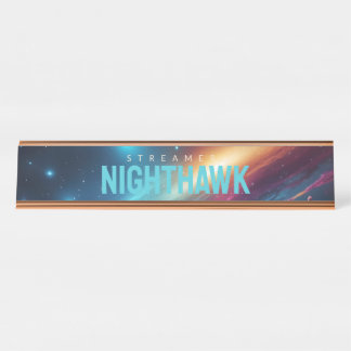 Porte-nom Pour Bureau Nom de Galaxie Abstraite Fluides Cyberpunk Néo-Esp