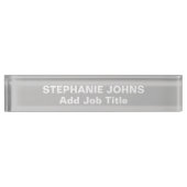 Porte-nom Pour Bureau Nom de l'employé personnalisé gris gris blanc mini (Devant)