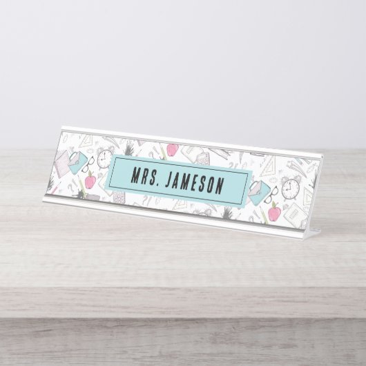 Porte-nom Pour Bureau Nom de l'enseignant (Devant)