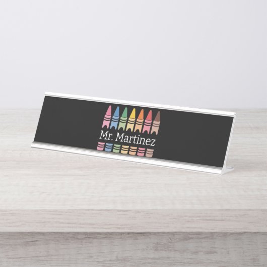 Porte-nom Pour Bureau Nom de l'enseignant Crayon personnalisé Cute Back (Devant)