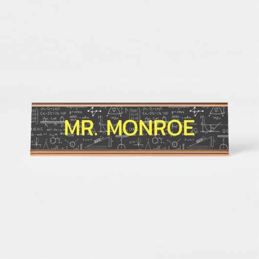 Porte-nom Pour Bureau Nom de l'enseignant de mathématiques personnalisé  (Devant)