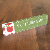 Porte-nom Pour Bureau Nom de l'enseignant personnalisé avec Apple modern (Taille)